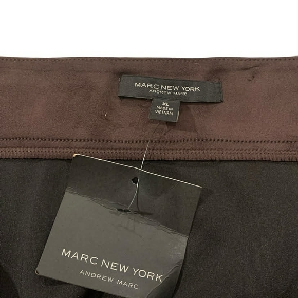 ​Marc New York Espresso Faux Suede Midi Skirt XL Dark Academia Belted A-Line - Picture 4 of 10